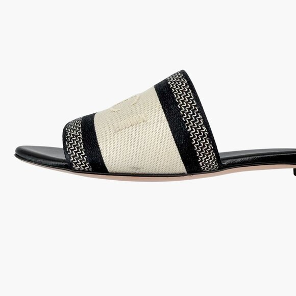 Gucci Jane Black White Embroidered Logo Slide Mule Sandals Size 39 US 9 Women's - Picture 11 of 15
